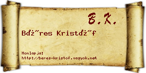 Béres Kristóf névjegykártya