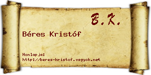 Béres Kristóf névjegykártya